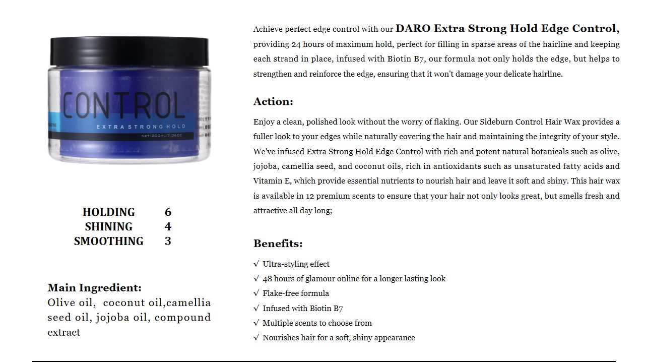 12 DARO Extra Strong Hold Edge Control