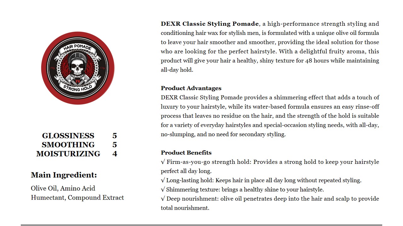 3 DEXR Classic Styling Pomade