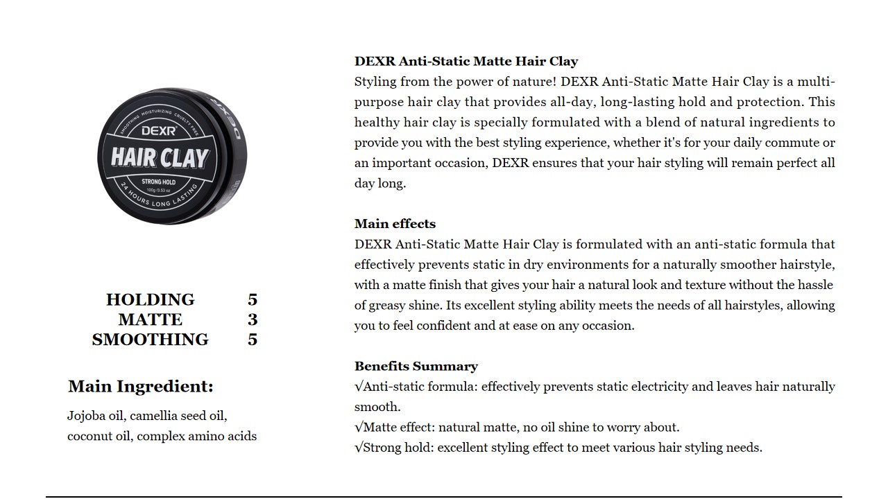 13 DEXR Anti-Static Matte Hair Clay