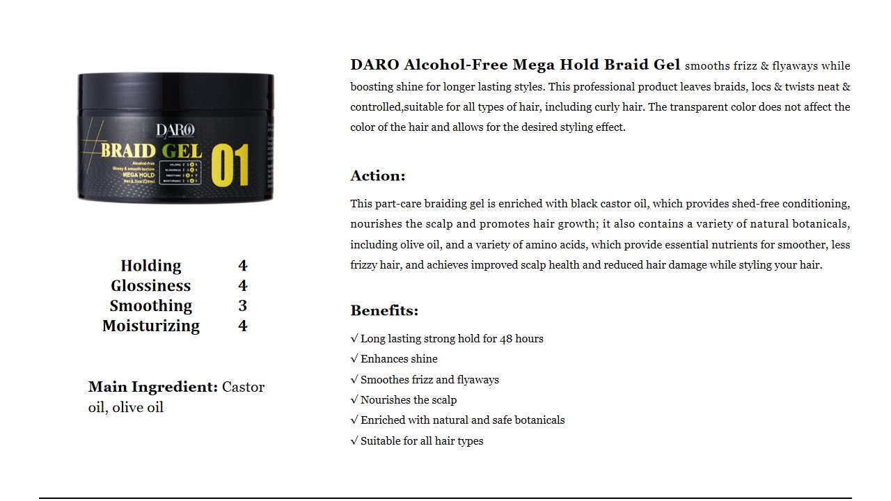 3 Alcohol-Free Mega Hold Braid Gel