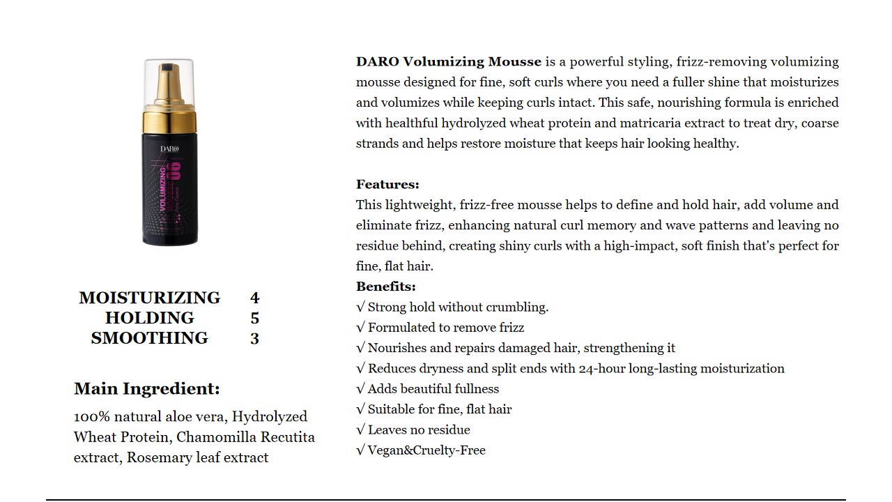 8 DARO Volumizing Mousse