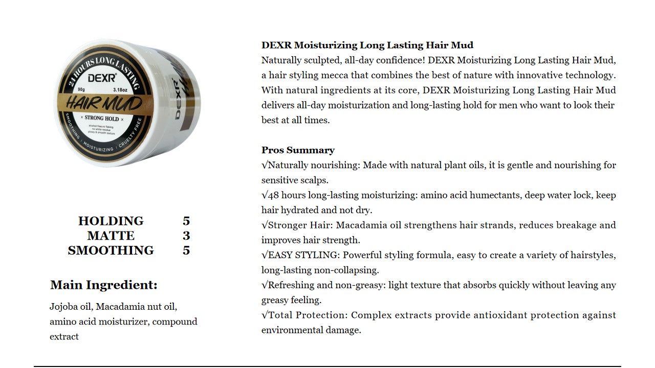 11 DEXR Moisturizing Long Lasting Hair Mud