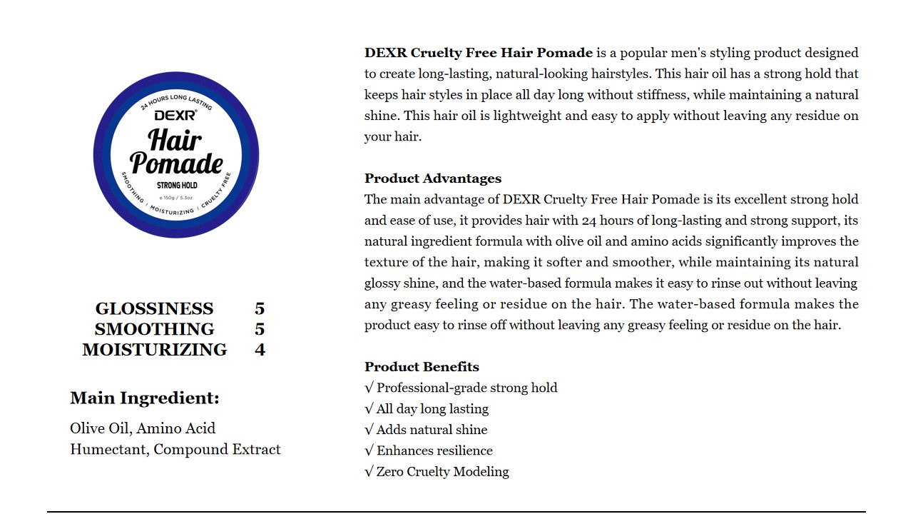 13 DEXR Cruelty Free Hair Pomade