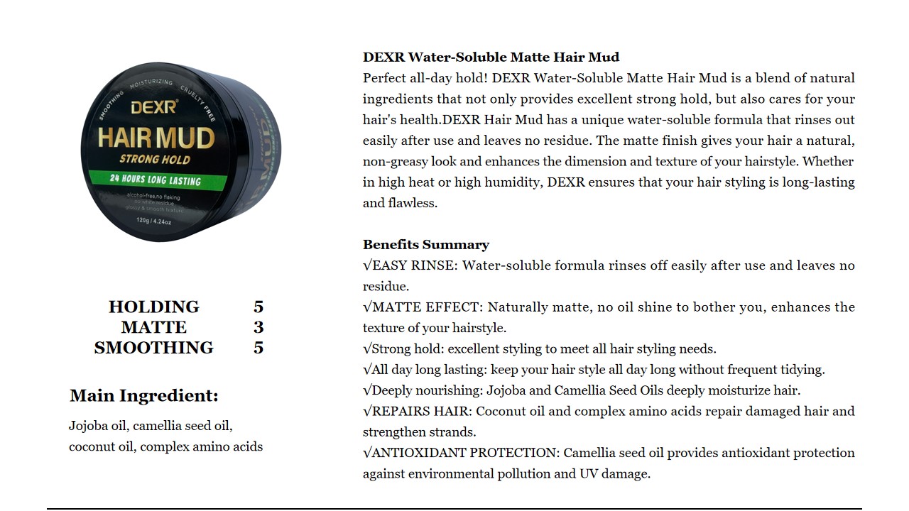 17 DEXR Water-Soluble Matte Hair Mud