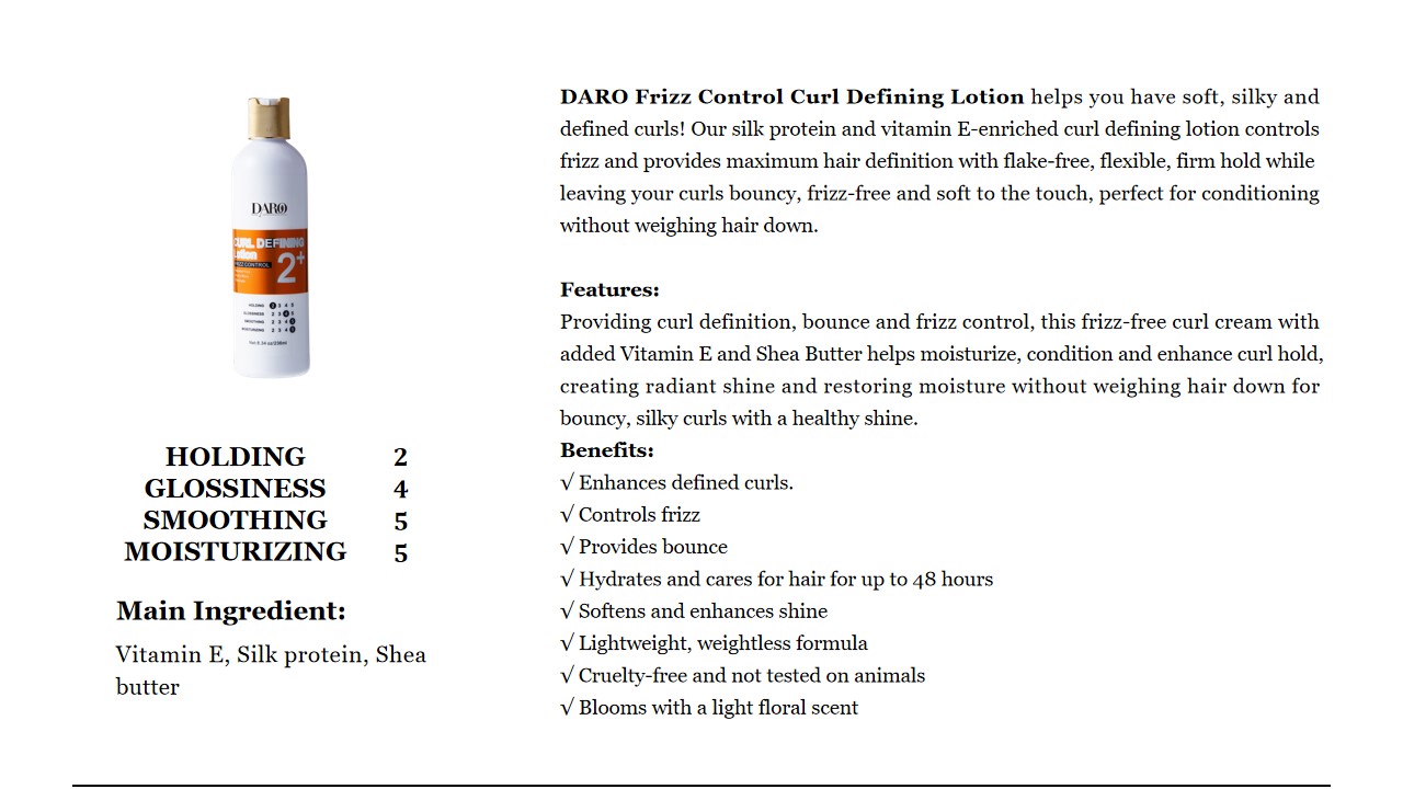 2 DARO Frizz Control Curl Defining Lotion