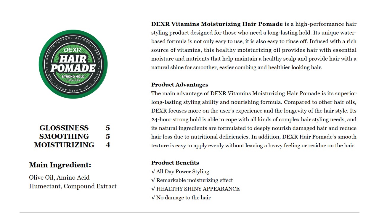 18 DEXR Vitamins Moisturizing Hair Pomade