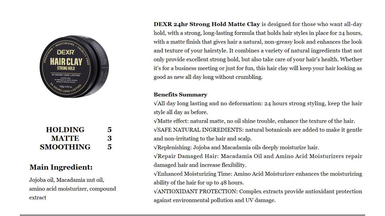 16 DEXR 24hr Strong Hold Matte Clay