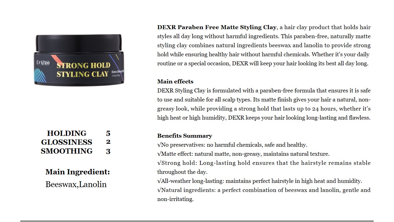 26 DEXR Paraben Free Matte Styling clay