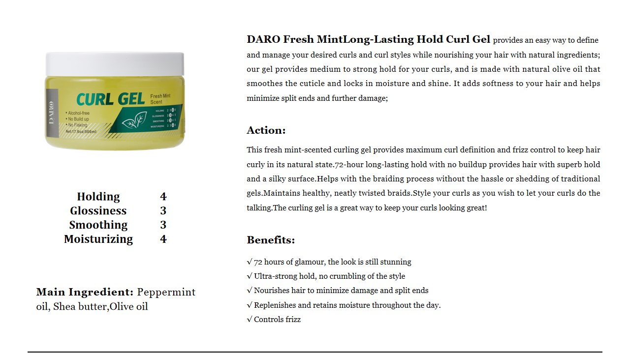 20 Fresh Mint Long-Lasting Hold Curl Gel