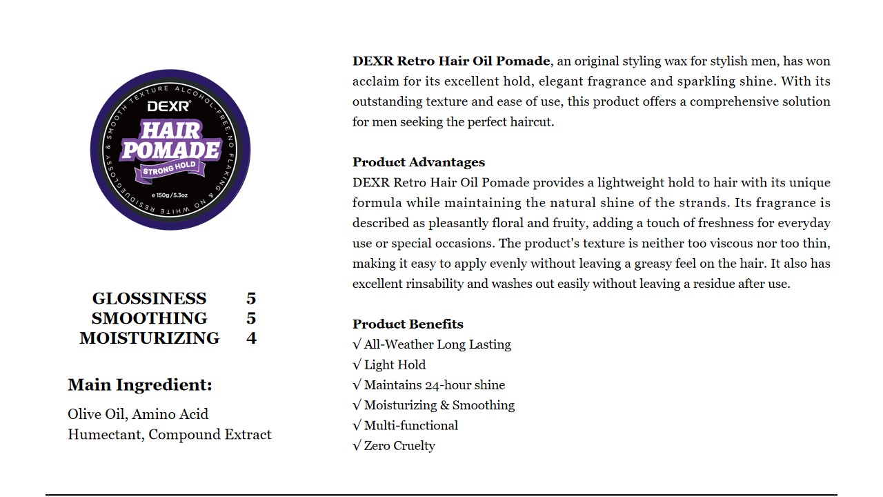 8 DEXR Retro Hair Oil Pomade