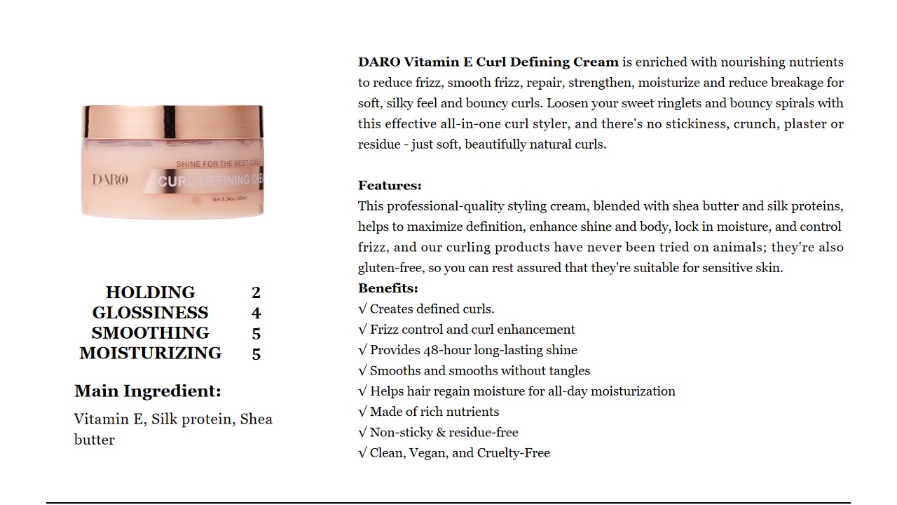 1 DARO Vitamin E Curl Defining Cream