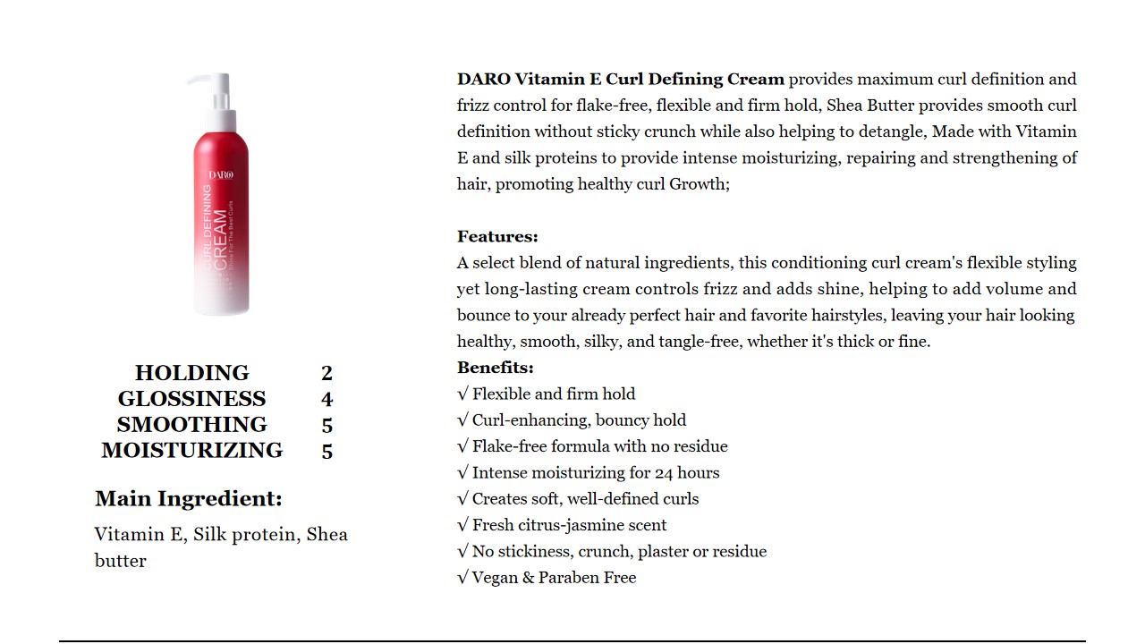 8 DARO Vitamin E Curl Defining Cream