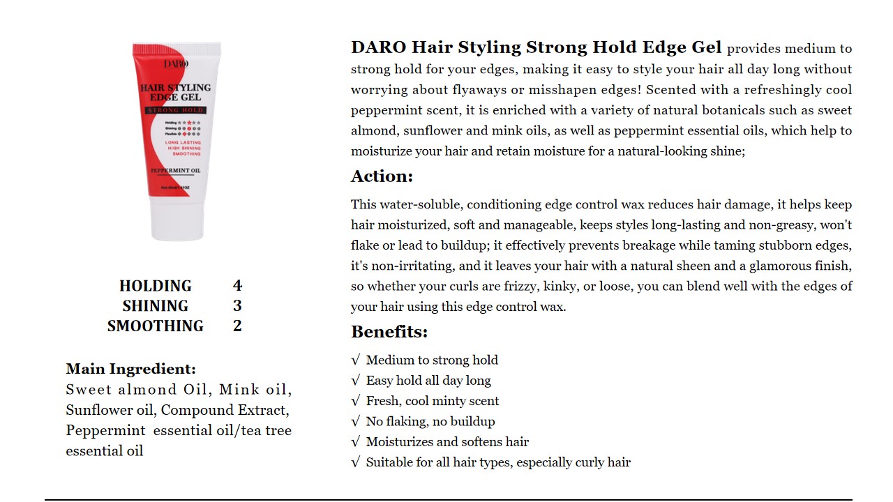 17 DARO Hair Styling Strong Hold Edge Gel