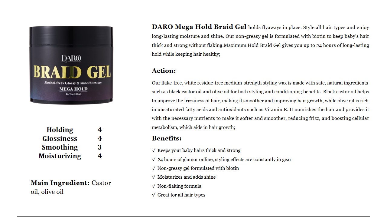 6 Mega Hold Braid Gel 