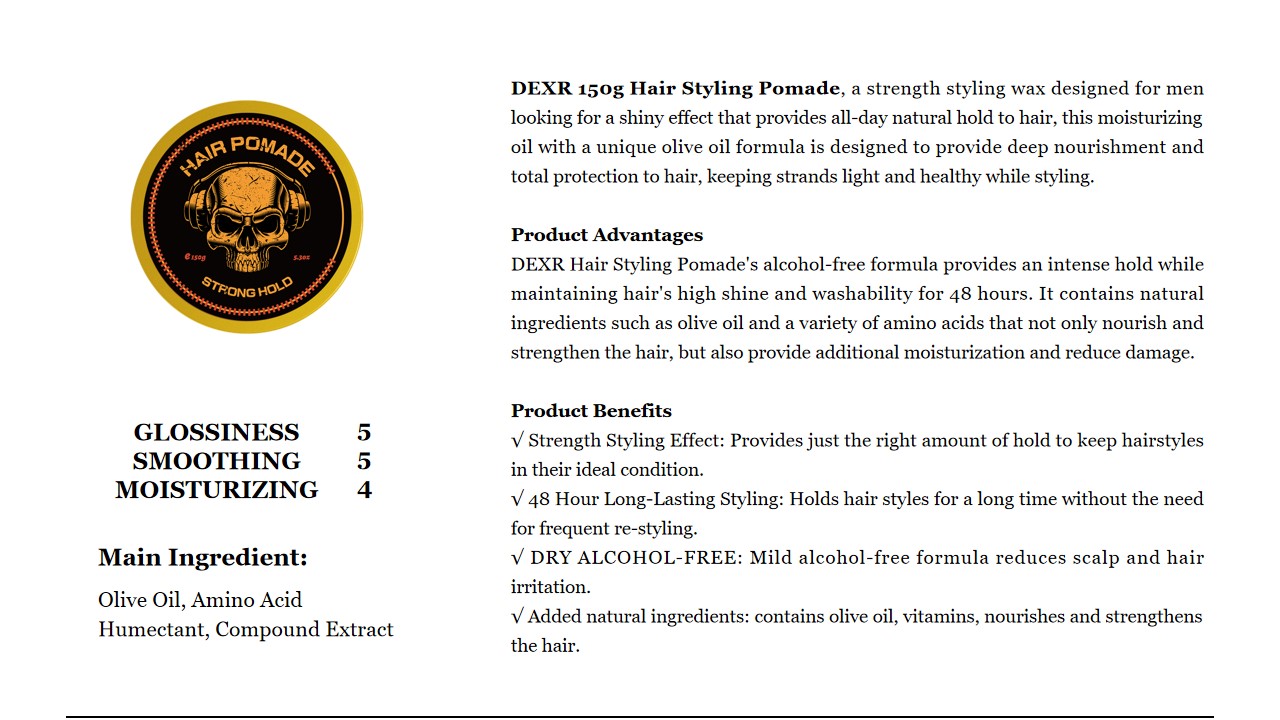 2 DEXR 150g Hair Styling Pomade