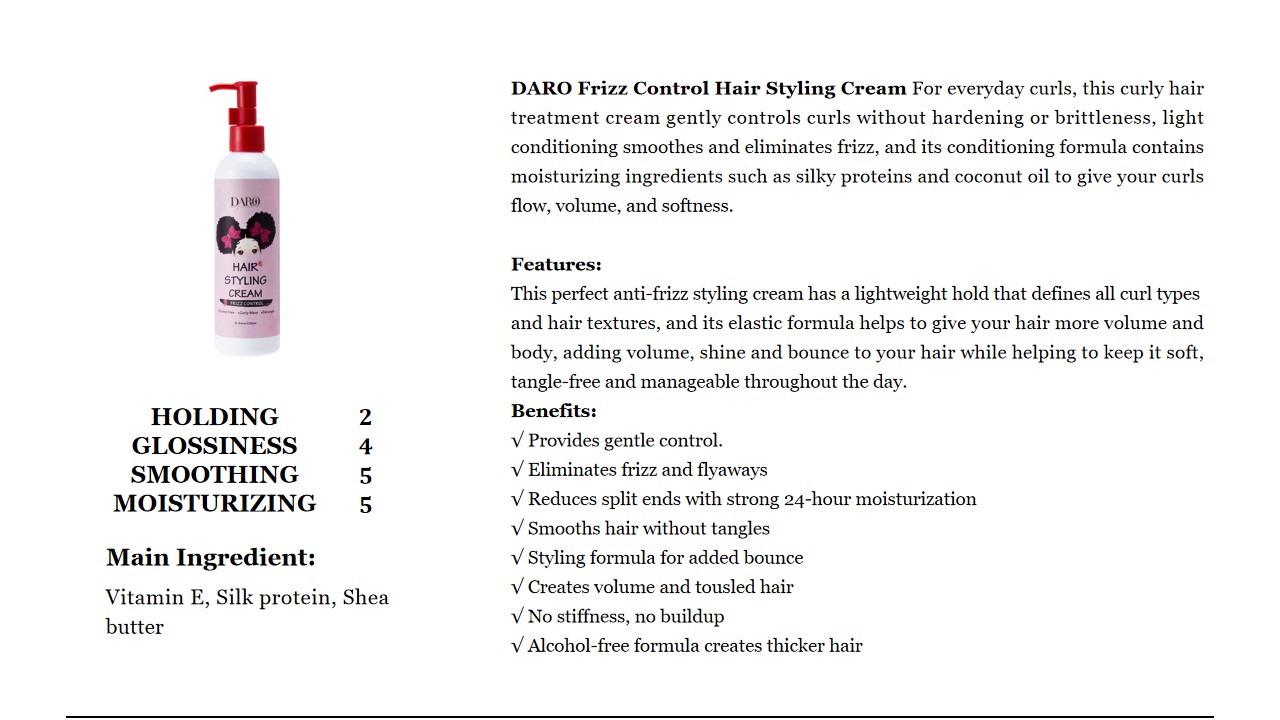 6 DARO Frizz Control Hair Styling Cream