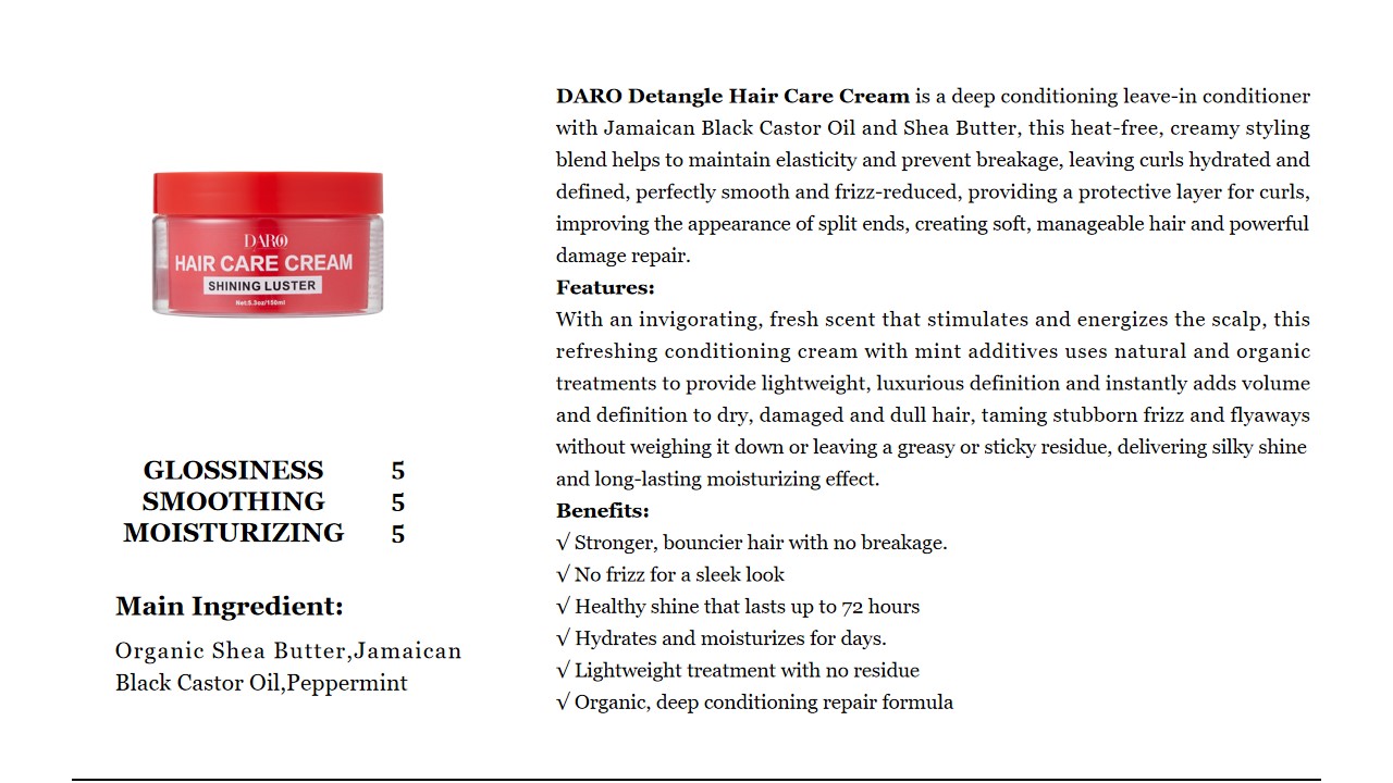 9 DARO Detangle Hair Care Cream